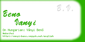 beno vanyi business card